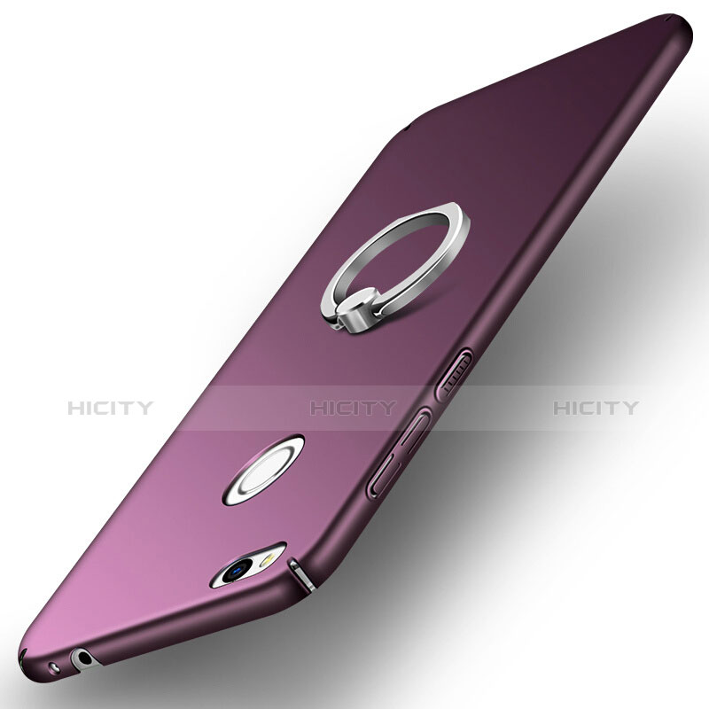 Etui Plastique Rigide Mat avec Support Bague Anneau A03 pour Huawei GR3 (2017) Violet Plus