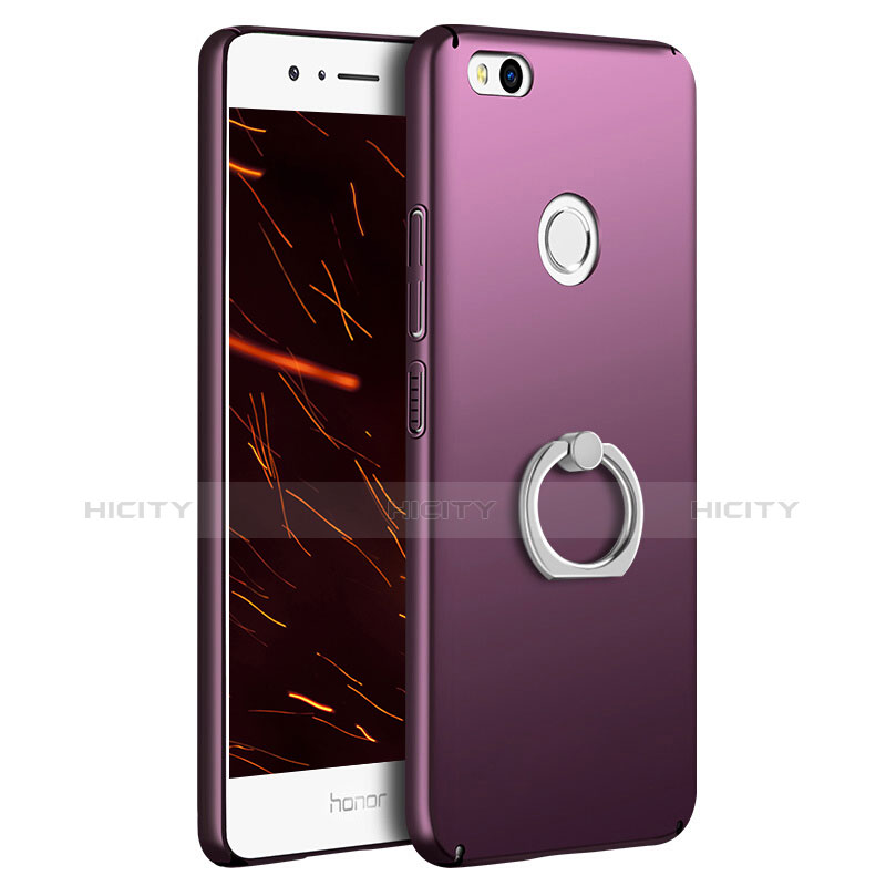 Etui Plastique Rigide Mat avec Support Bague Anneau A03 pour Huawei GR3 (2017) Violet Plus