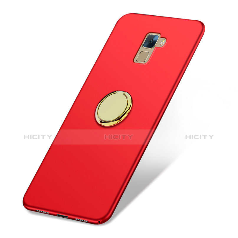 Etui Plastique Rigide Mat avec Support Bague Anneau A03 pour Huawei Honor 7 Rouge Plus