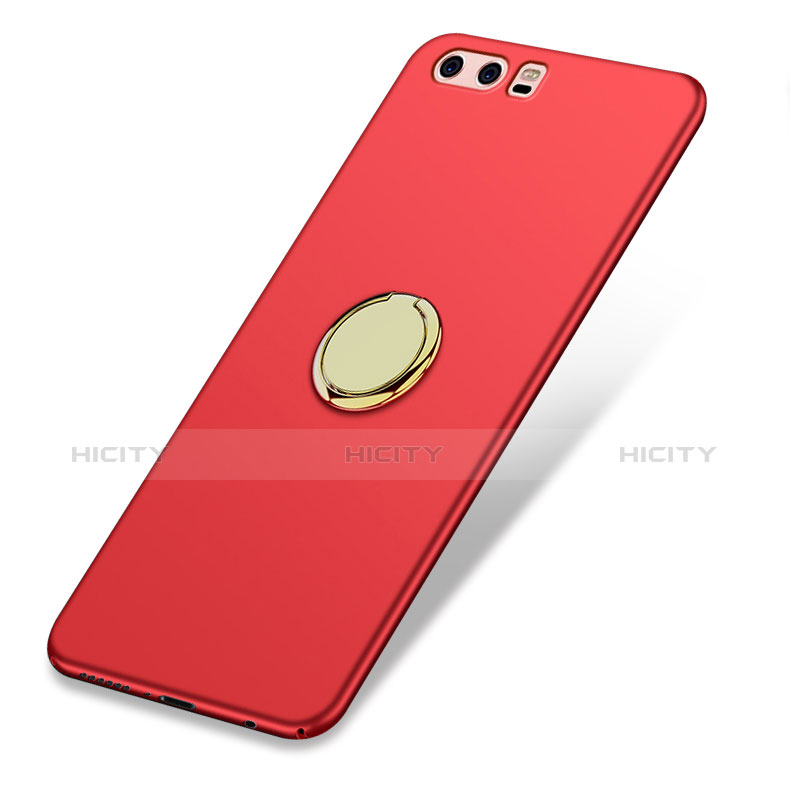 Etui Plastique Rigide Mat avec Support Bague Anneau A03 pour Huawei P10 Plus Rouge Plus