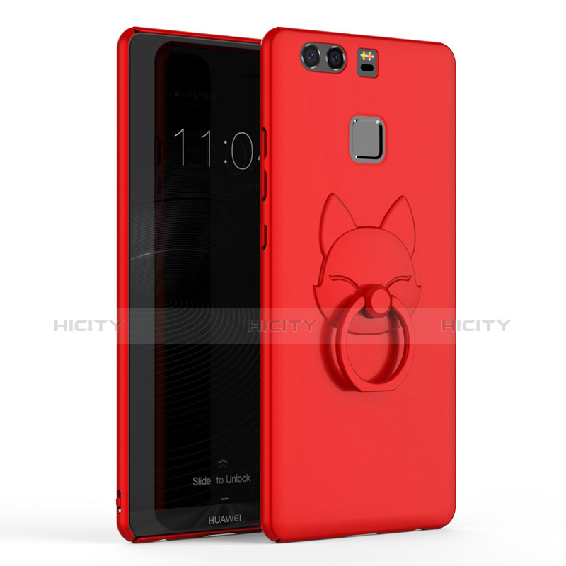 Etui Plastique Rigide Mat avec Support Bague Anneau A03 pour Huawei P9 Plus Rouge Plus