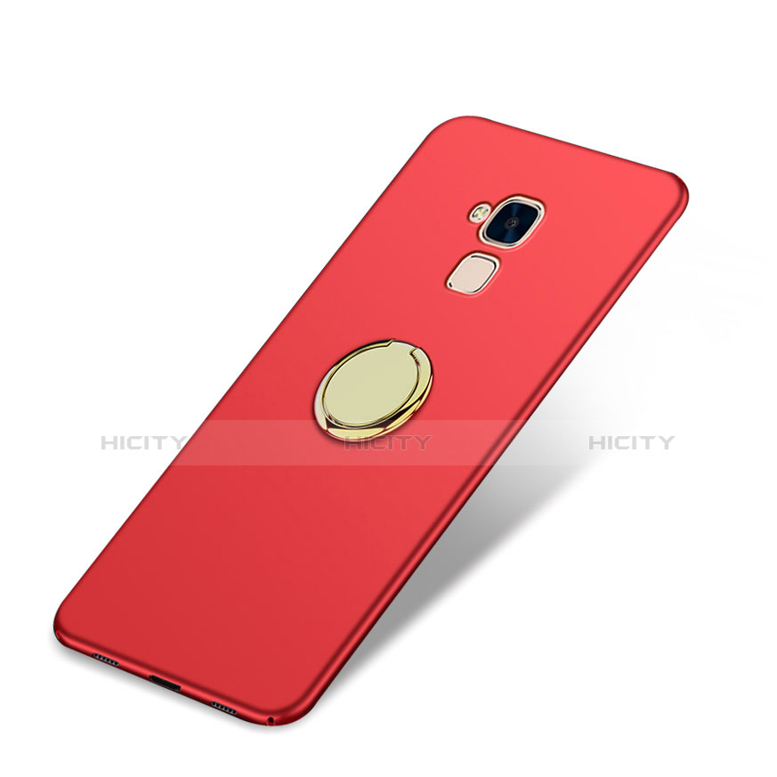 Etui Plastique Rigide Mat avec Support Bague Anneau A04 pour Huawei GR5 Mini Rouge Plus