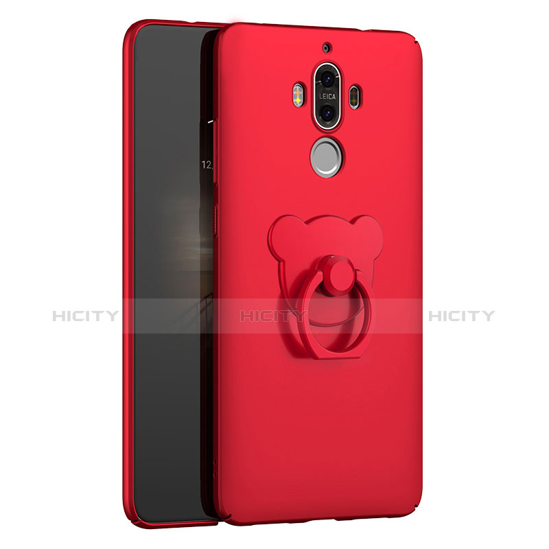 Etui Plastique Rigide Mat avec Support Bague Anneau A04 pour Huawei Mate 9 Rouge Plus