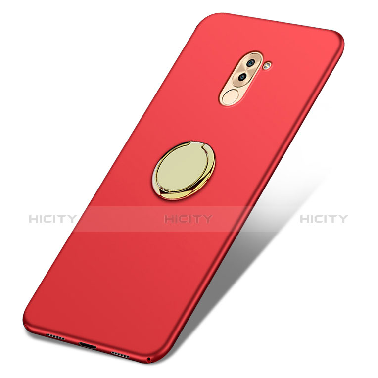 Etui Plastique Rigide Mat avec Support Bague Anneau A05 pour Huawei GR5 (2017) Rouge Plus