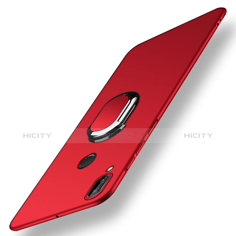 Etui Plastique Rigide Mat avec Support Bague Anneau et Laniere pour Huawei Nova 3e Rouge Plus