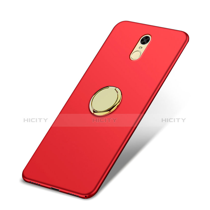 Etui Plastique Rigide Mat avec Support Bague Anneau pour Huawei Enjoy 6 Rouge Plus