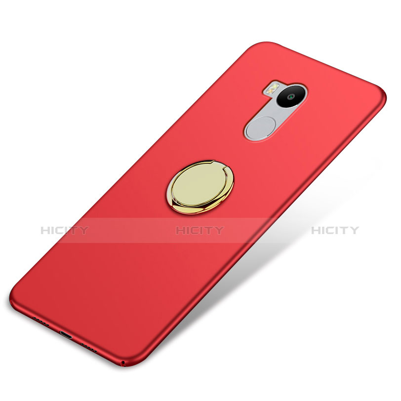 Etui Plastique Rigide Mat avec Support Bague Anneau pour Xiaomi Redmi 4 Prime High Edition Rouge Plus