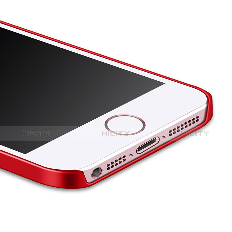 Etui Plastique Rigide Mat et Support Bague Anneau pour Apple iPhone 5 Rouge Plus