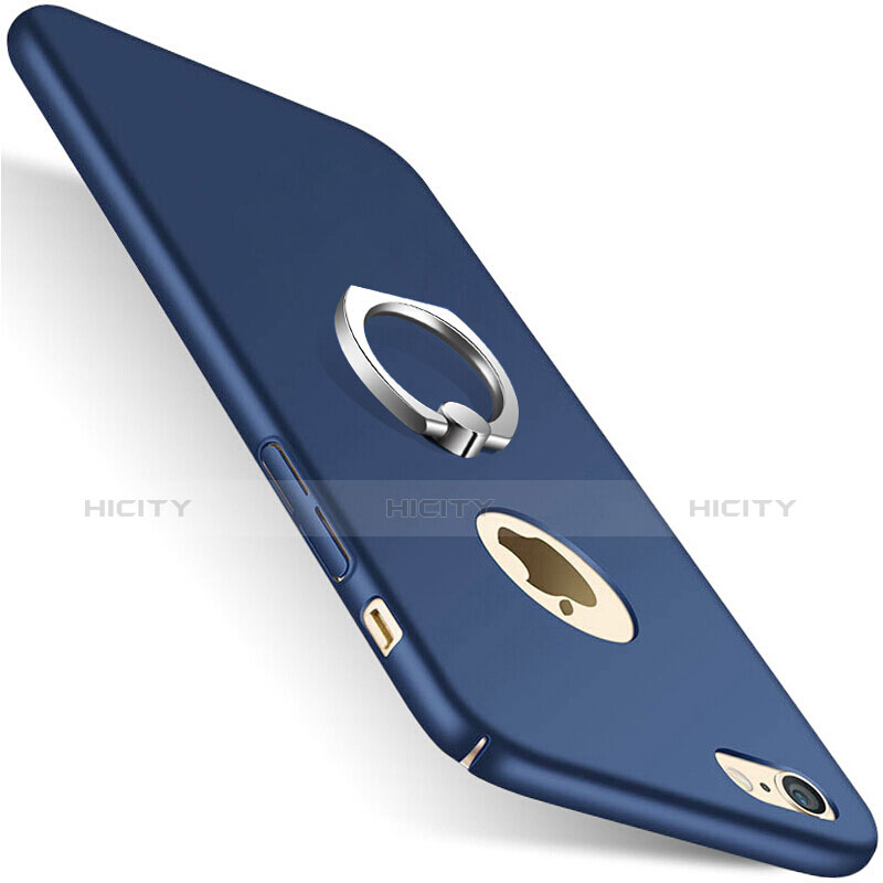 Etui Plastique Rigide Mat et Support Bague Anneau pour Apple iPhone 6 Bleu Plus