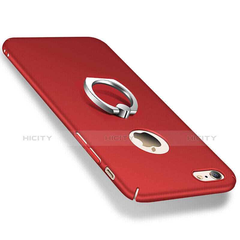 Etui Plastique Rigide Mat et Support Bague Anneau pour Apple iPhone 6 Plus Rouge Plus