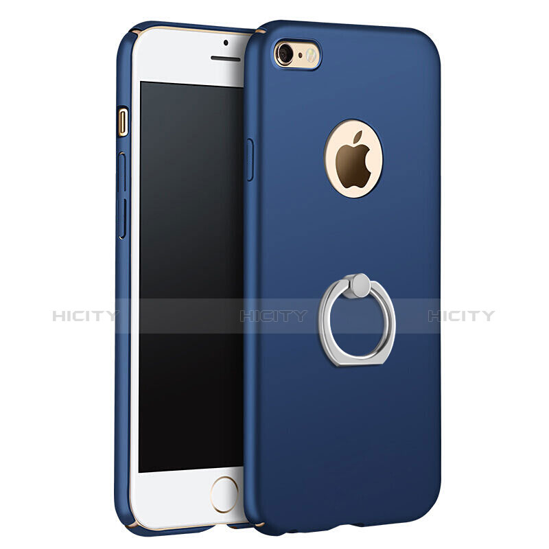 Etui Plastique Rigide Mat et Support Bague Anneau pour Apple iPhone 6S Bleu Plus