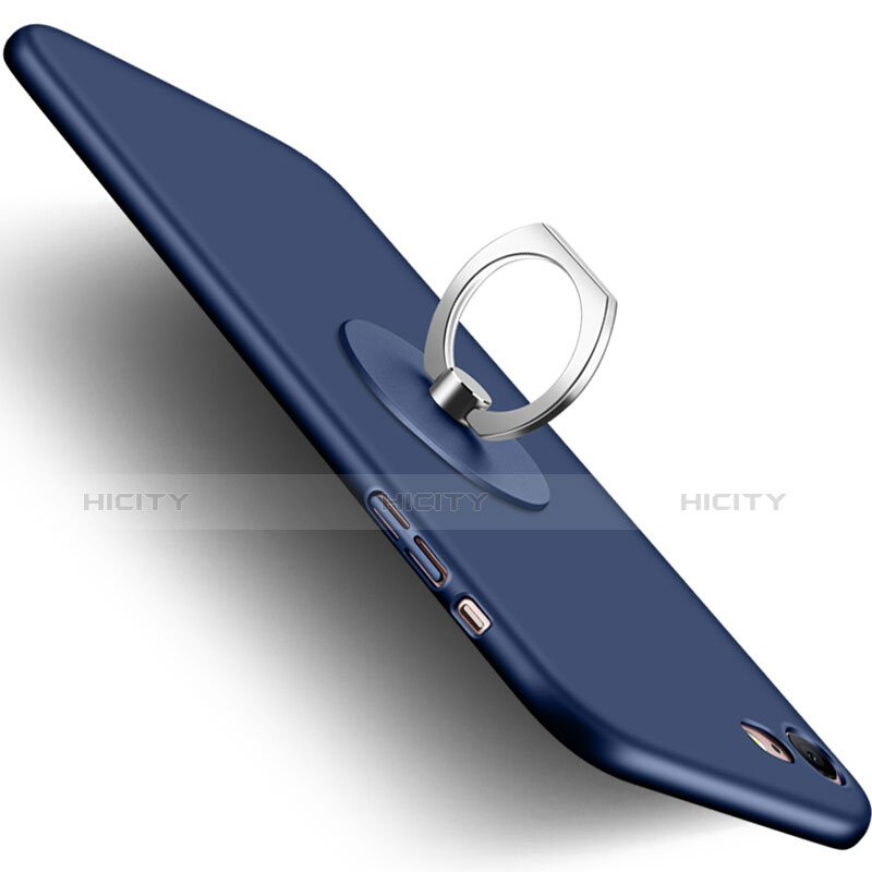 Etui Plastique Rigide Mat et Support Bague Anneau pour Apple iPhone 7 Bleu Plus