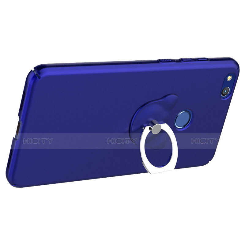 Etui Plastique Rigide Mat et Support Bague Anneau pour Huawei GR3 (2017) Bleu Plus