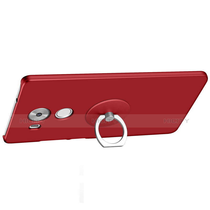 Etui Plastique Rigide Mat et Support Bague Anneau pour Huawei Mate 8 Rouge Plus