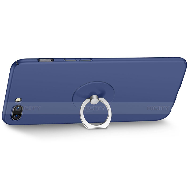 Etui Plastique Rigide Mat et Support Bague Anneau pour OnePlus 5 Bleu Plus