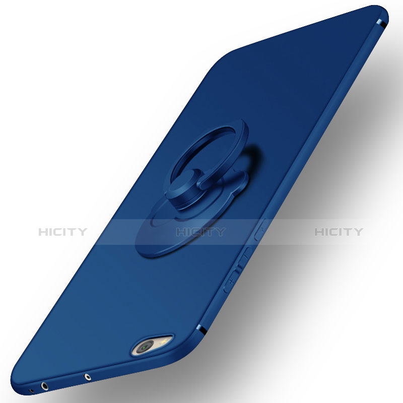 Etui Plastique Rigide Mat et Support Bague Anneau pour Xiaomi Mi 5C Bleu Plus