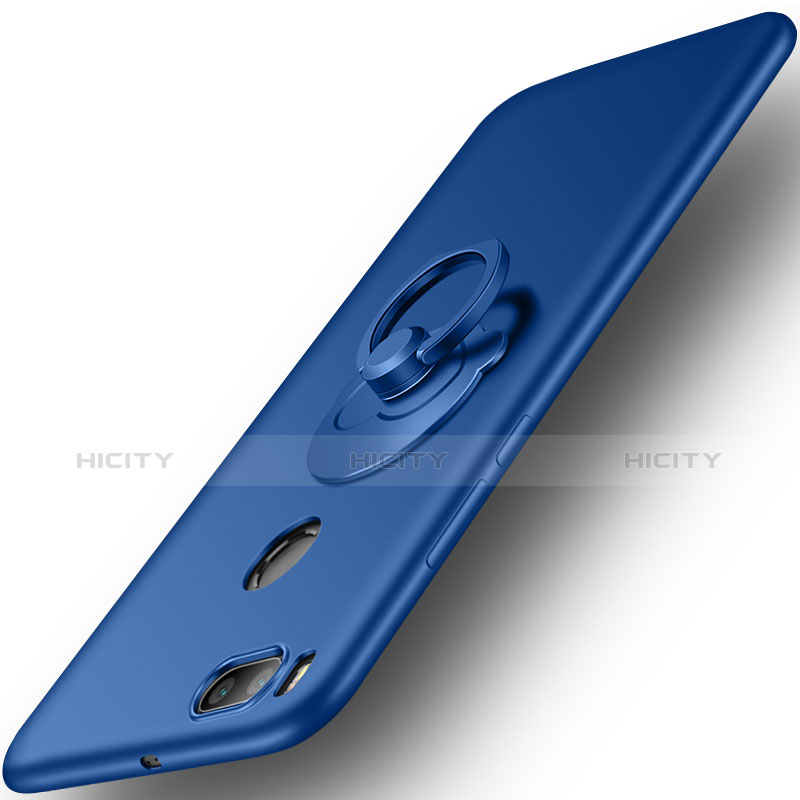 Etui Plastique Rigide Mat et Support Bague Anneau pour Xiaomi Mi 5X Bleu Plus