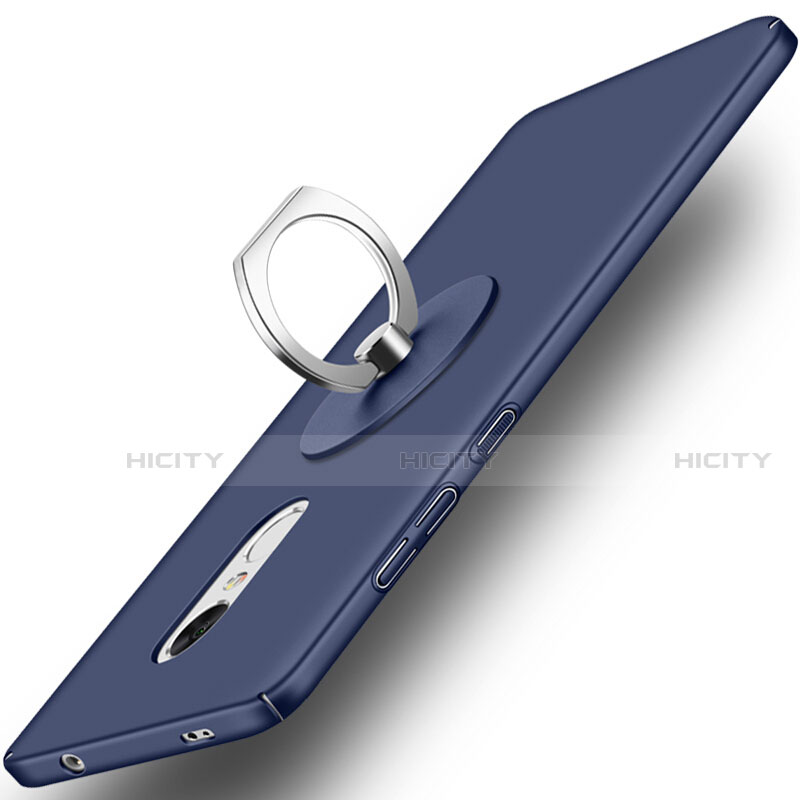 Etui Plastique Rigide Mat et Support Bague Anneau pour Xiaomi Redmi Note 4 Standard Edition Bleu Plus