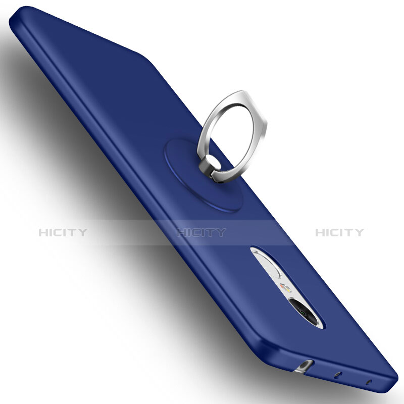 Etui Plastique Rigide Mat et Support Bague Anneau pour Xiaomi Redmi Note 4X High Edition Bleu Plus