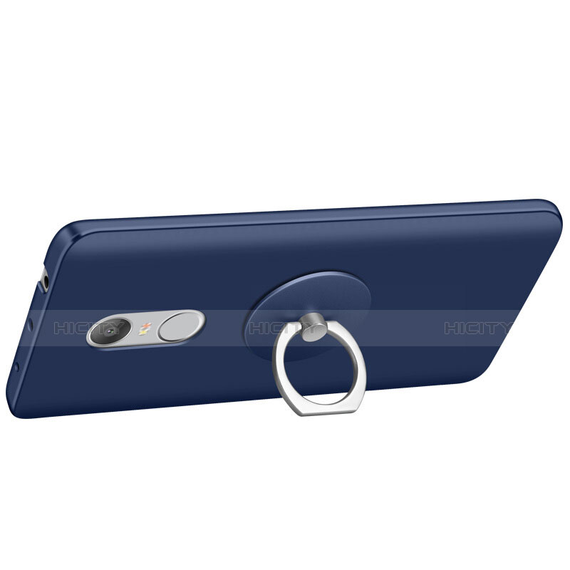 Etui Plastique Rigide Mat et Support Bague Anneau pour Xiaomi Redmi Note 4X High Edition Bleu Plus