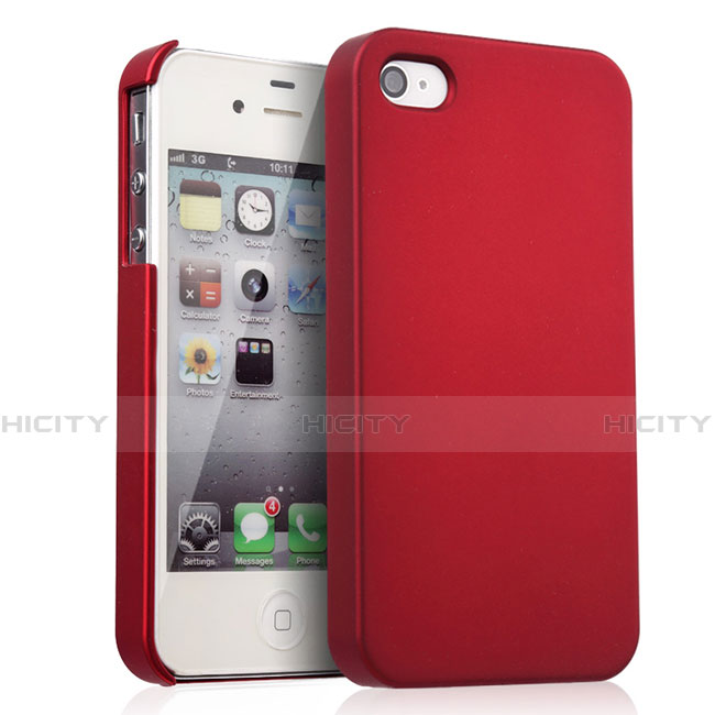 Etui Plastique Rigide Mat pour Apple iPhone 4 Rouge Plus