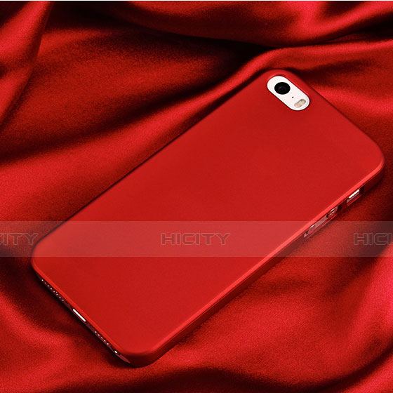Etui Plastique Rigide Mat pour Apple iPhone 5S Rouge Plus