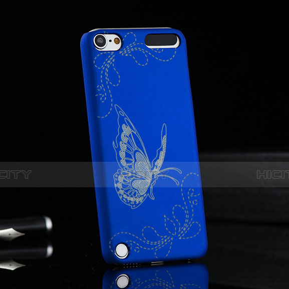 Etui Plastique Rigide Papillon pour Apple iPod Touch 5 Bleu Plus