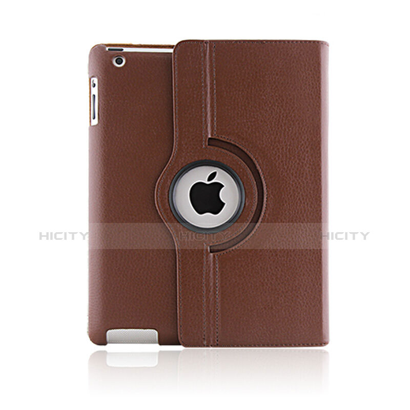 Etui Portefeuille Cuir Rotatif pour Apple iPad 2 Marron Plus