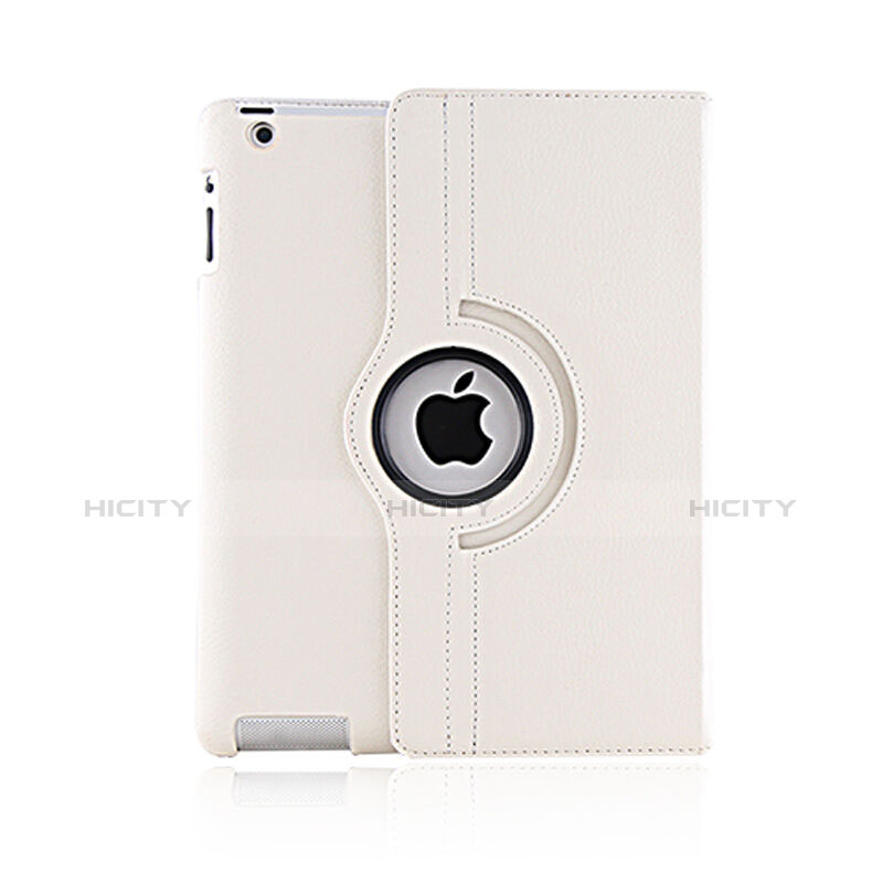 Etui Portefeuille Cuir Rotatif pour Apple iPad 4 Blanc Plus