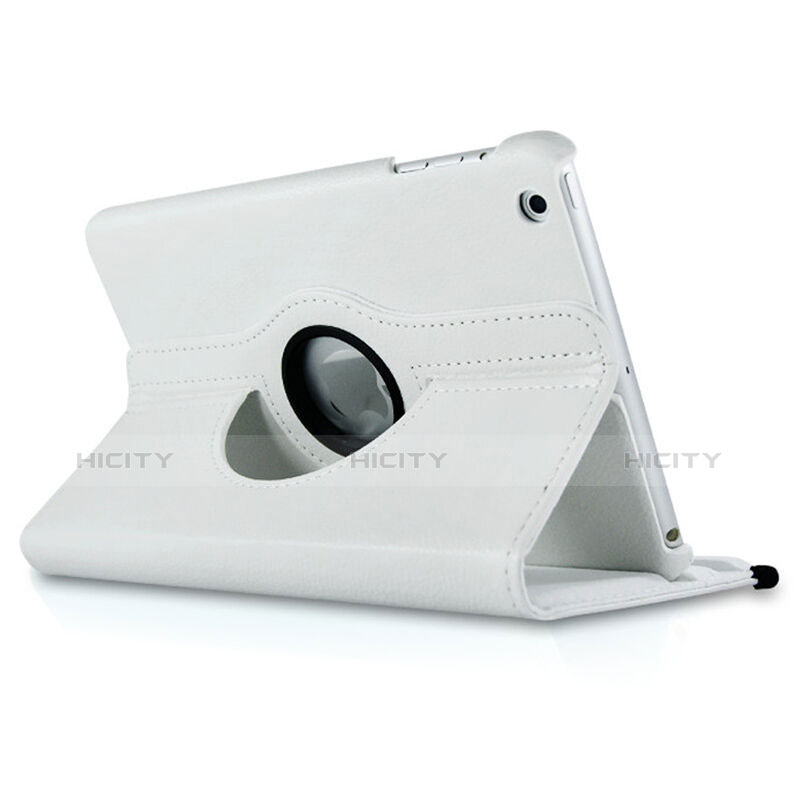 Etui Portefeuille Cuir Rotatif pour Apple iPad Mini 2 Blanc Plus