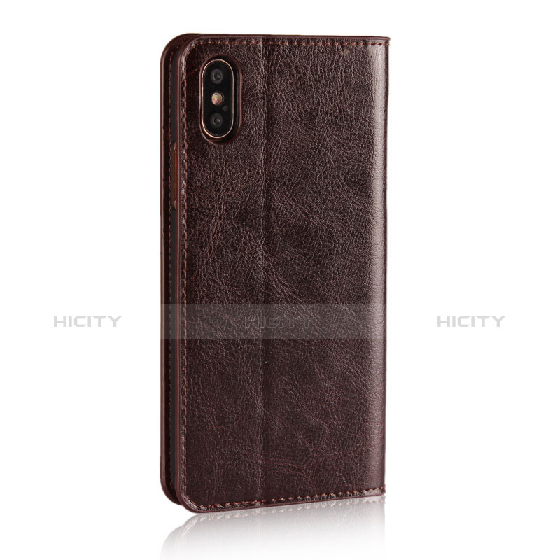 Etui Portefeuille Livre Cuir F01 pour Apple iPhone Xs Max Marron Plus