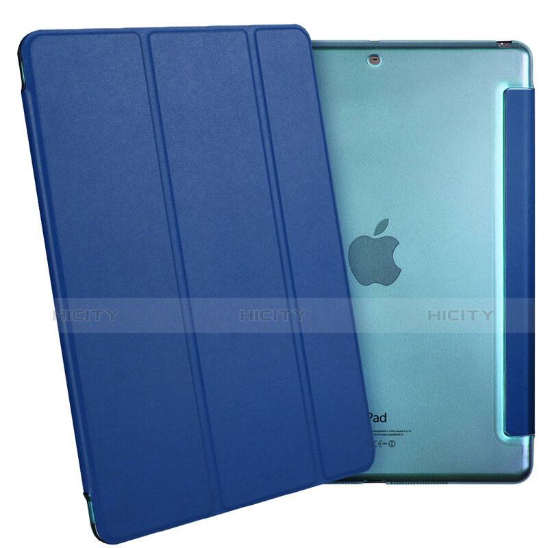 Etui Portefeuille Livre Cuir L01 pour Apple iPad Air Bleu Plus