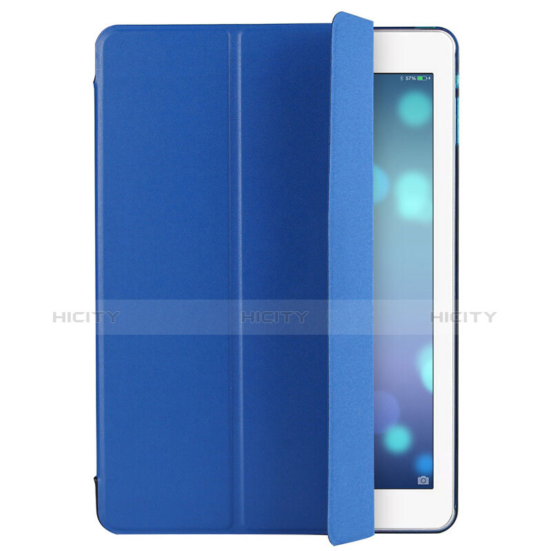 Etui Portefeuille Livre Cuir L01 pour Apple iPad Air Bleu Plus