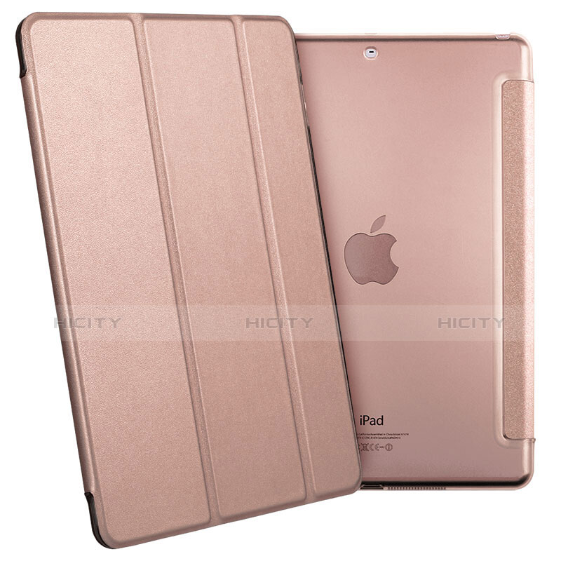 Etui Portefeuille Livre Cuir L01 pour Apple iPad Air Or Rose Plus