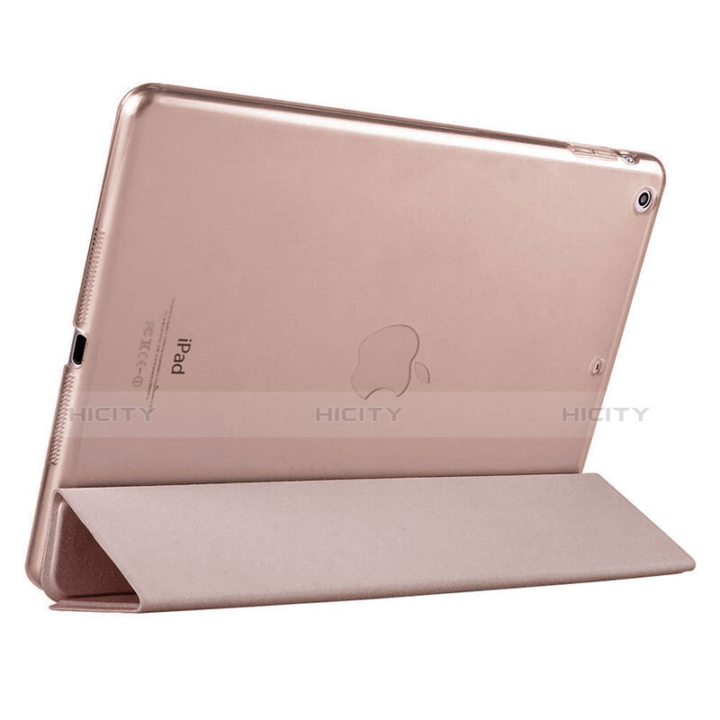 Etui Portefeuille Livre Cuir L01 pour Apple iPad Air Or Rose Plus