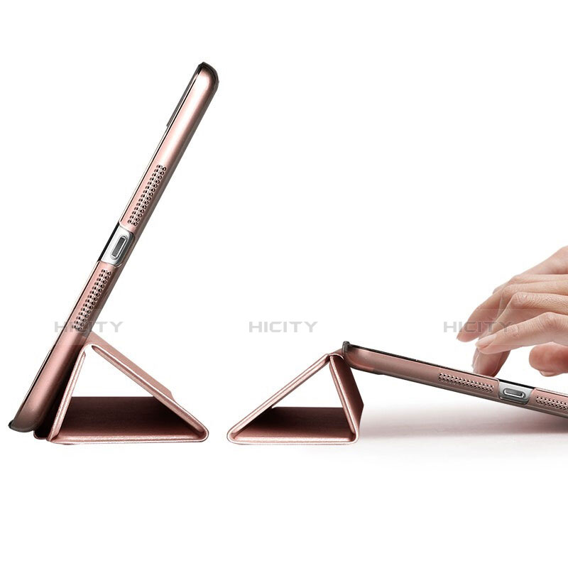 Etui Portefeuille Livre Cuir L01 pour Apple iPad Air Or Rose Plus