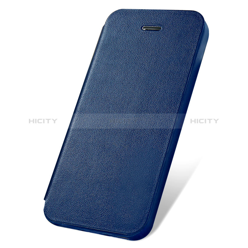 Etui Portefeuille Livre Cuir L01 pour Apple iPhone SE Bleu Plus