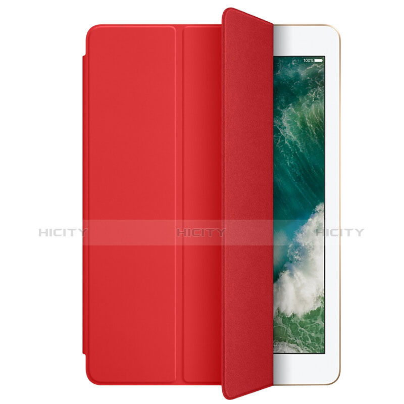 Etui Portefeuille Livre Cuir L01 pour Apple New iPad 9.7 (2017) Rouge Plus