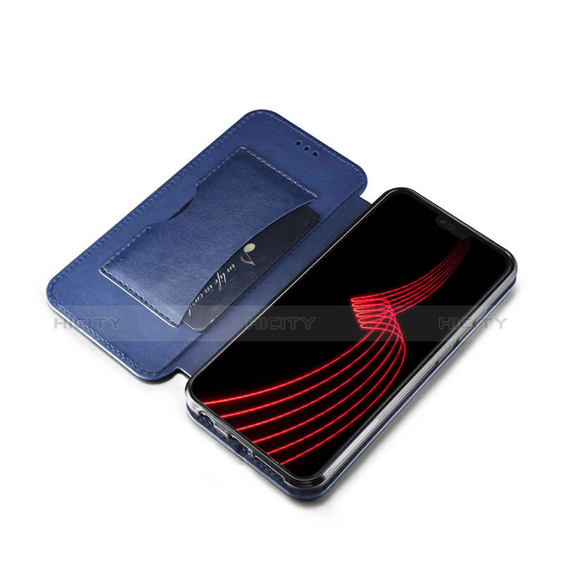 Etui Portefeuille Livre Cuir L01 pour Huawei Honor 10 Bleu Plus