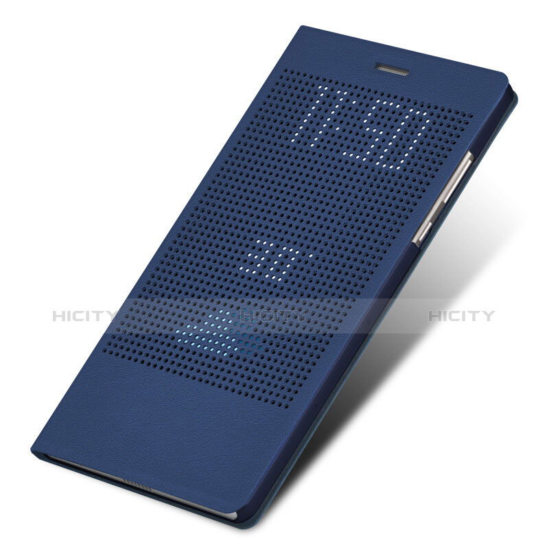 Etui Portefeuille Livre Cuir L01 pour Huawei Honor Note 8 Bleu Plus