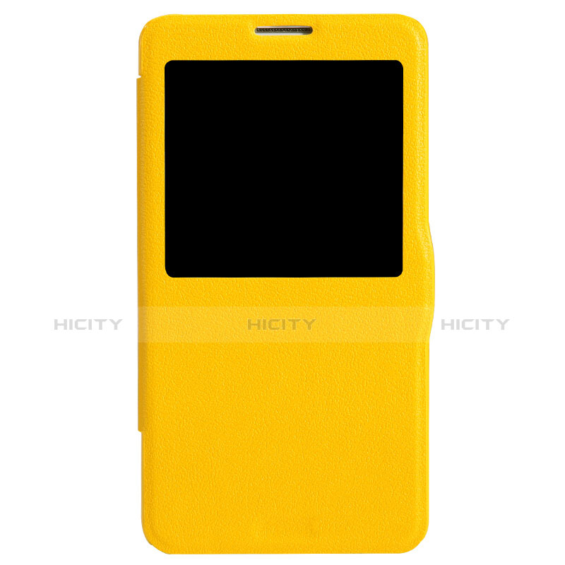 Etui Portefeuille Livre Cuir L01 pour Samsung Galaxy Note 3 N9000 Jaune Plus