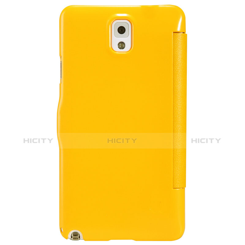 Etui Portefeuille Livre Cuir L01 pour Samsung Galaxy Note 3 N9000 Jaune Plus