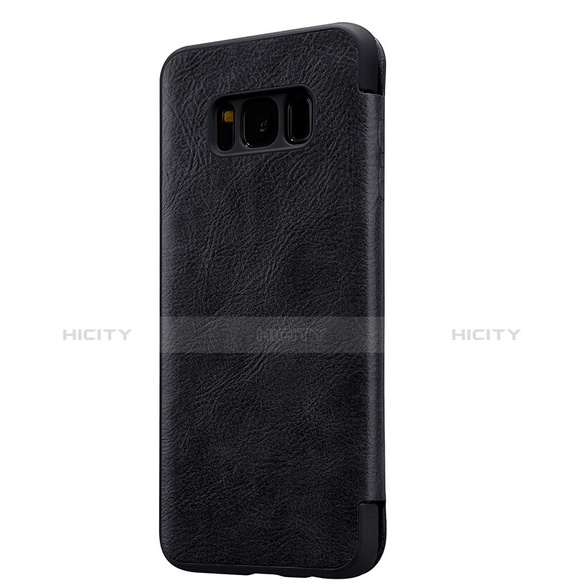 Etui Portefeuille Livre Cuir L01 pour Samsung Galaxy S8 Noir Plus