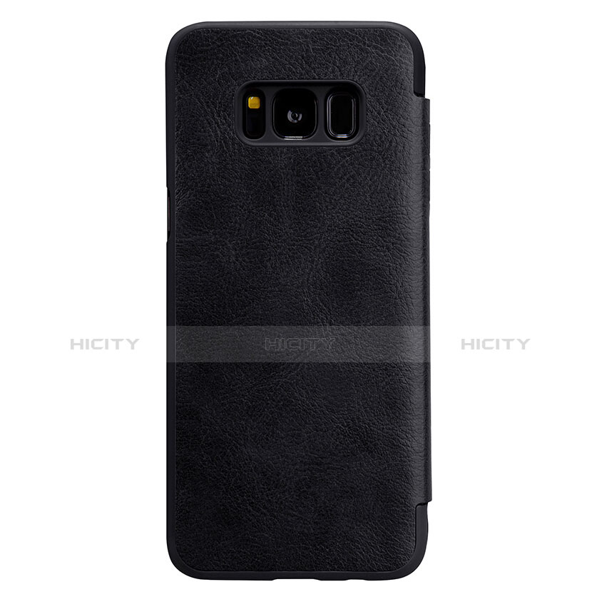 Etui Portefeuille Livre Cuir L01 pour Samsung Galaxy S8 Noir Plus