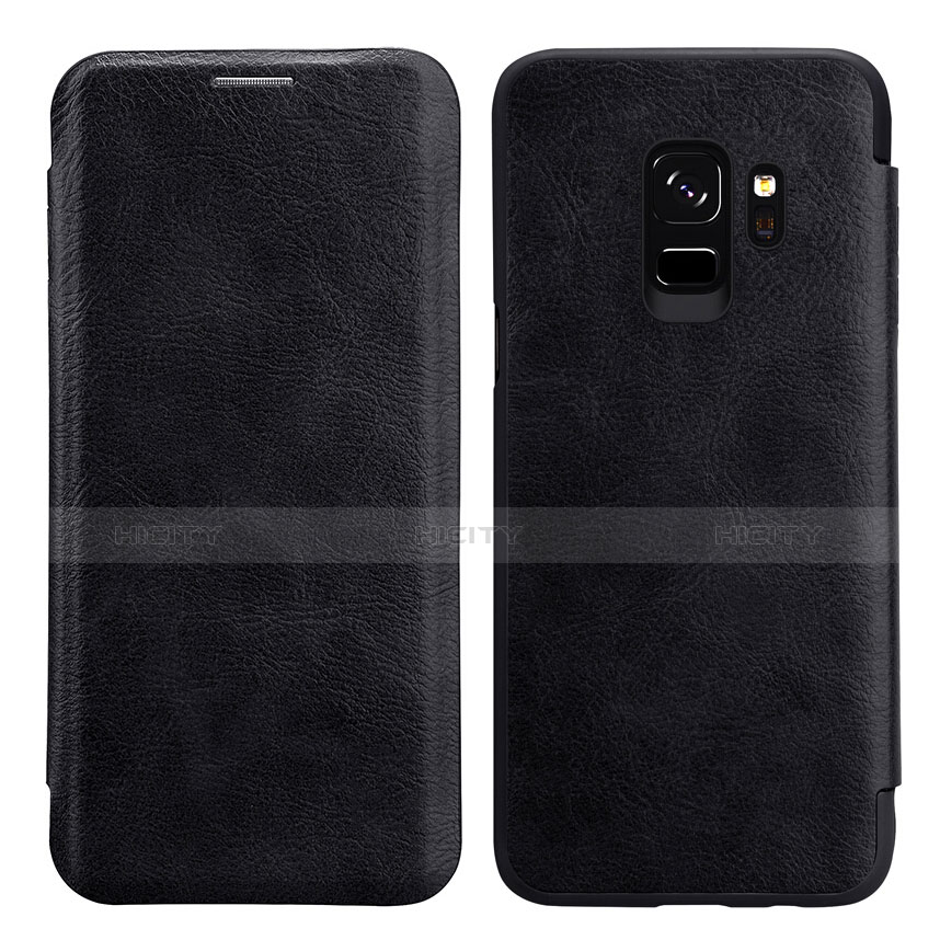 Etui Portefeuille Livre Cuir L01 pour Samsung Galaxy S9 Noir Plus