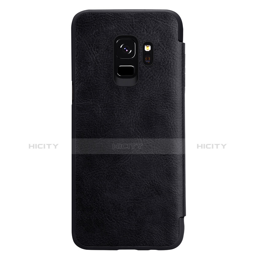 Etui Portefeuille Livre Cuir L01 pour Samsung Galaxy S9 Noir Plus