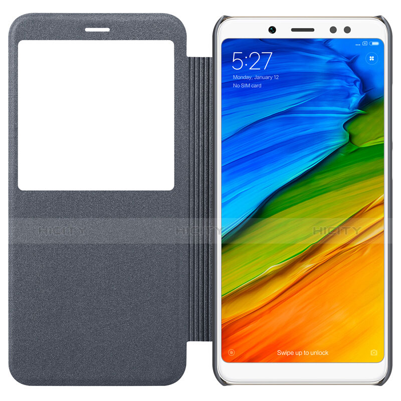 Etui Portefeuille Livre Cuir L01 pour Xiaomi Redmi Note 5 AI Dual Camera Gris Plus