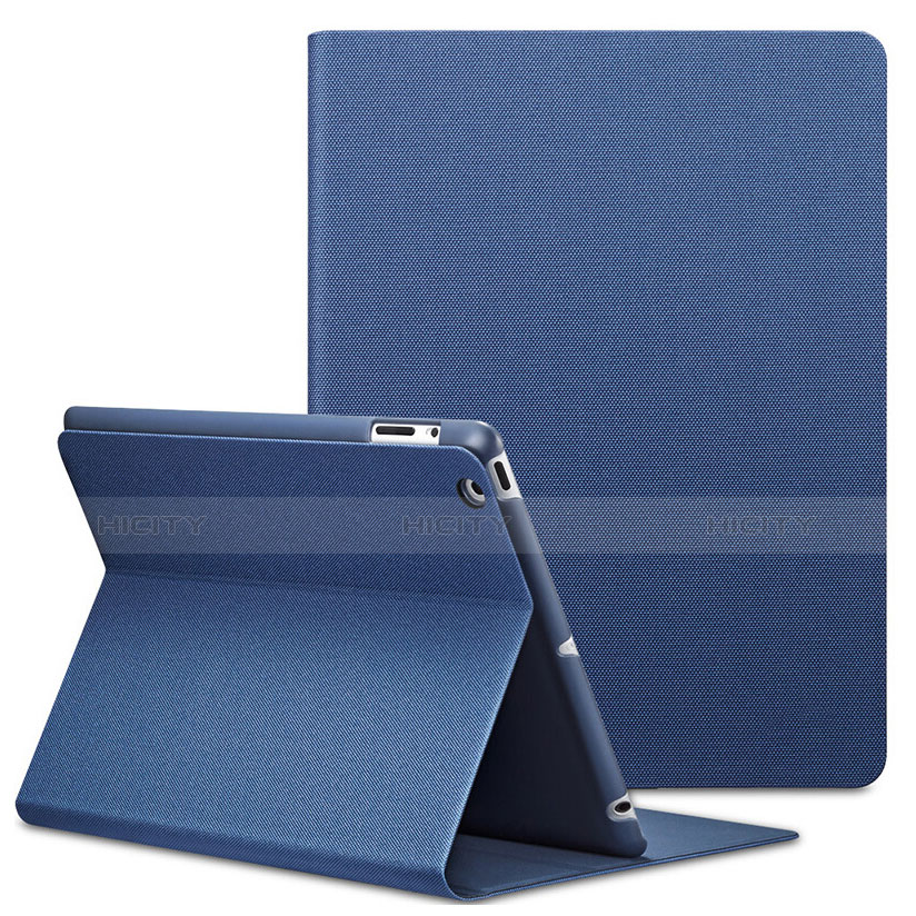 Etui Portefeuille Livre Cuir L02 pour Apple iPad 3 Bleu Plus