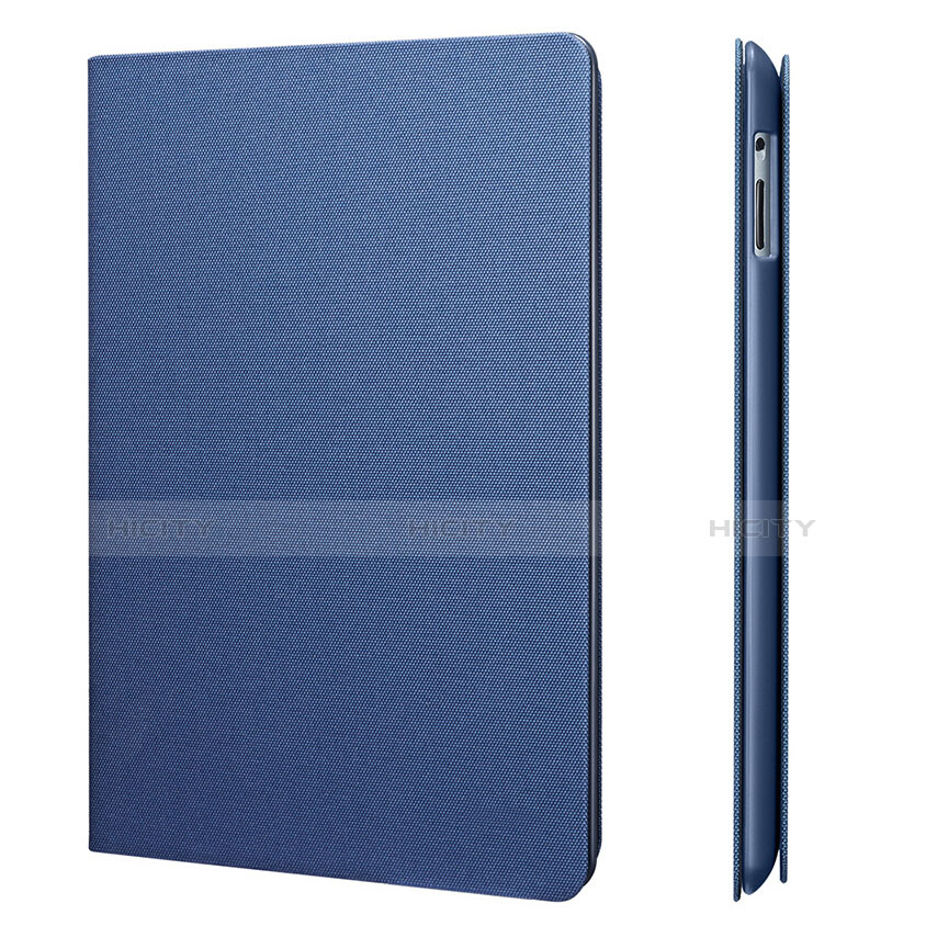 Etui Portefeuille Livre Cuir L02 pour Apple iPad 3 Bleu Plus