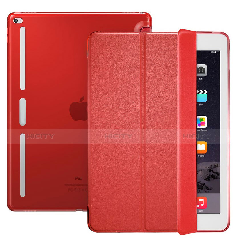 Etui Portefeuille Livre Cuir L02 pour Apple iPad Pro 12.9 Rouge Plus